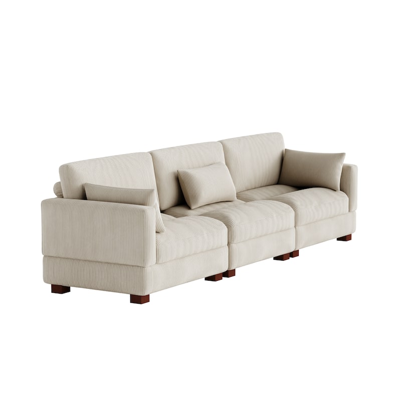 Modern 3-Piece Corduroy Sectional Sofa 3 Seater Sofa For Living Room
