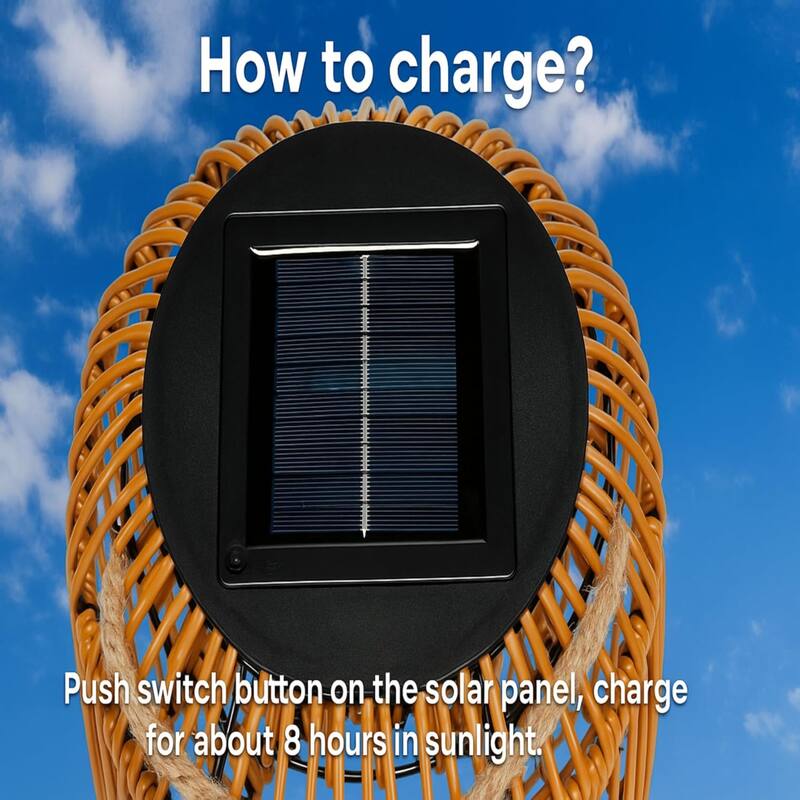 Aria Home Waterproof Solar Wicker Lantern with Rattan and LED Light