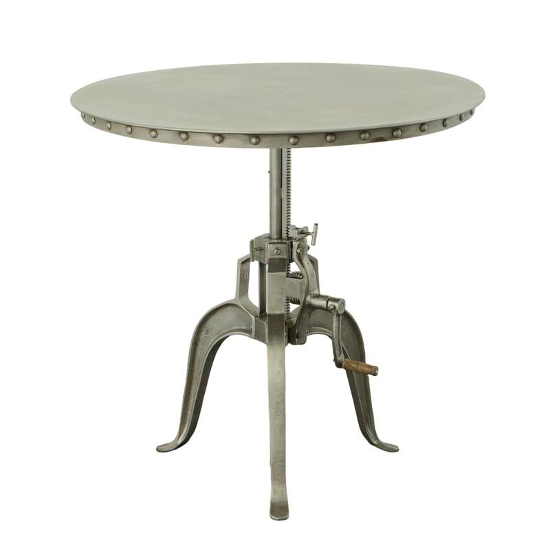 Adjustable Crank Cast Iron Table - 36" - Antique Nickel