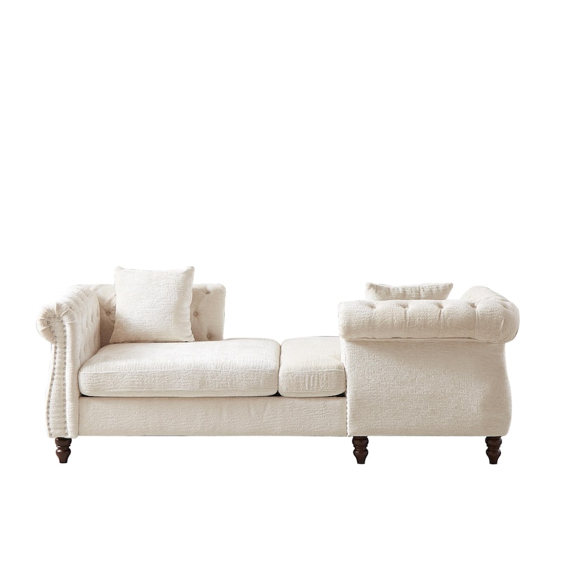 81" Button Tufted Sleeper Sofa Bed with Nailhead and Pillows