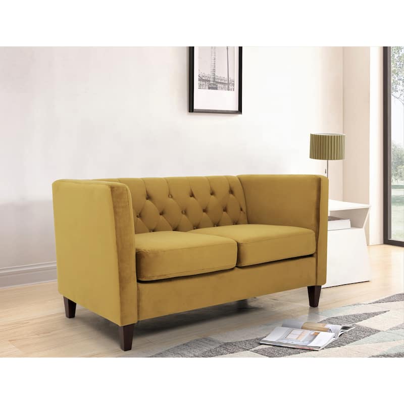 Lisette 56.7'' Velvet Square Arm Loveseat