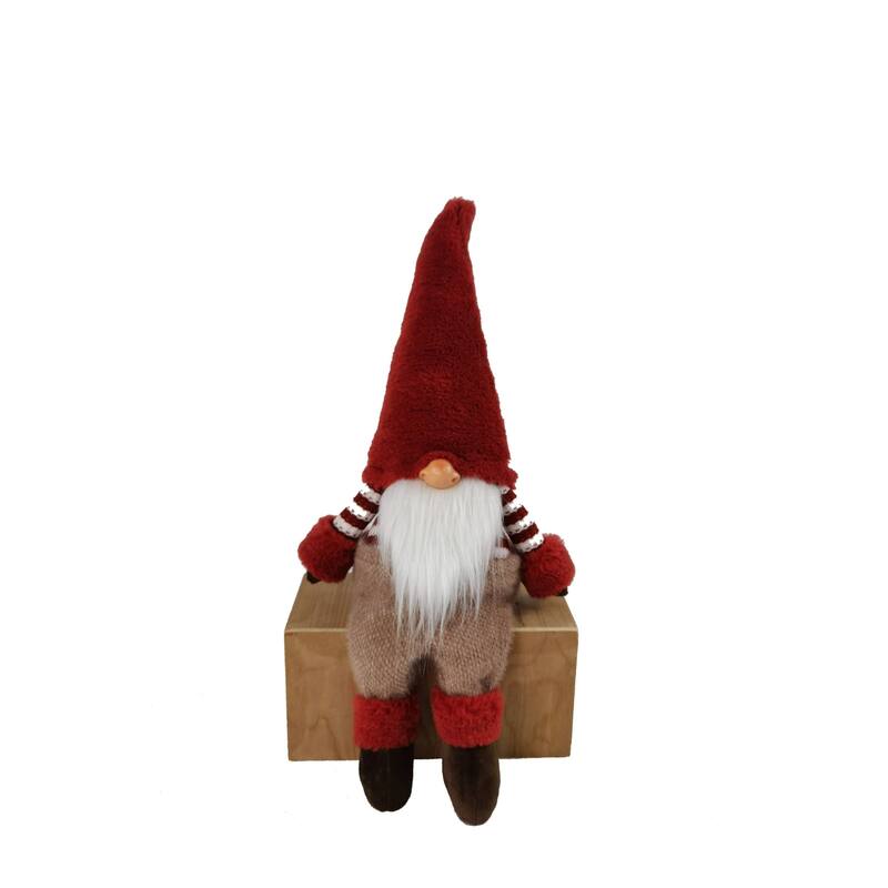 Pointy Beard Sitting Christmas Gnome Decoration 25.5" Red and White
