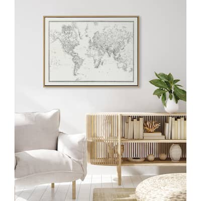 Kate and Laurel Sylvie BW World Map Canvas by Creative Bunch Studio