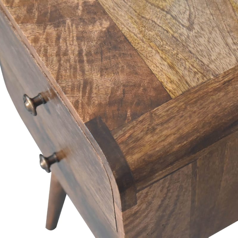 Artisan Furniture Solid Wood Mini Curved Grey Washed Nightstand