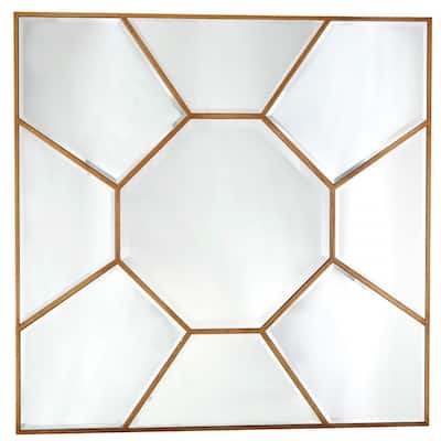 HomeRoots 35" Rustic Square Accent Mirror Wall Mounted With Metal Frame - 28.4