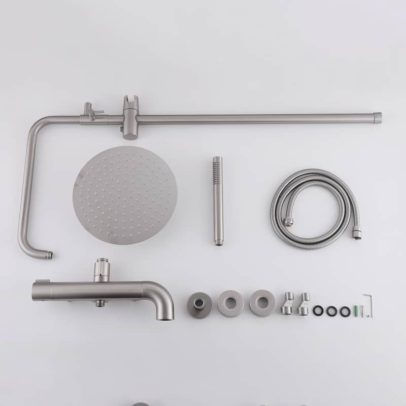 51"H Outdoor 9 Inch Round Rain Shower Set with Handheld Shower (Adjustable Slider)