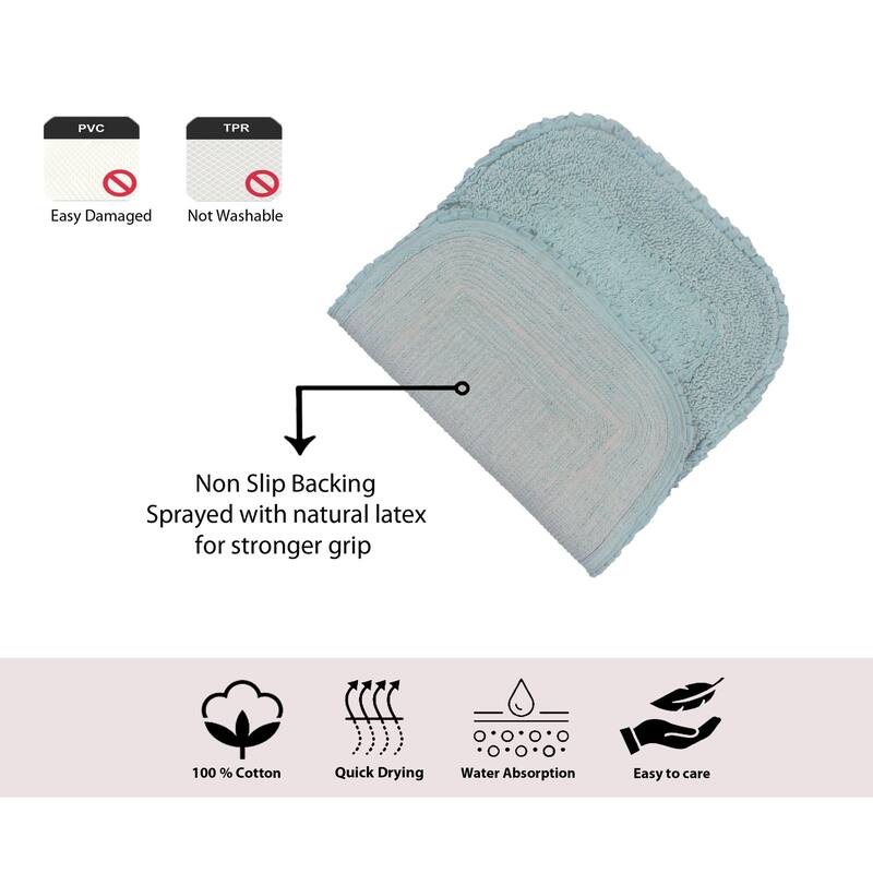 Radiant Collection Absorbent Cotton 2 Piece Set Machine Washable Bath Rug
