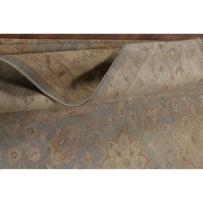 Vegetable Dye Oushak Turkish Area Rug Hand-Knotted Wool Carpet - 8'11" x 11'11"