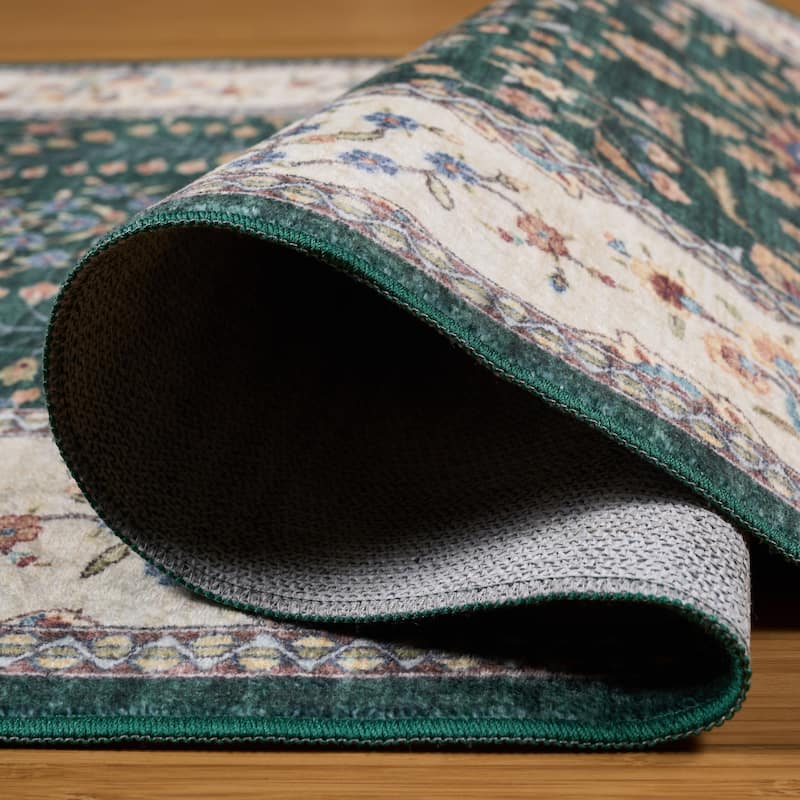 Licensed HGTV Everyday Chic Soft Flannel Zero Pile Printed Non-Slip Washable Indoor Area Rug