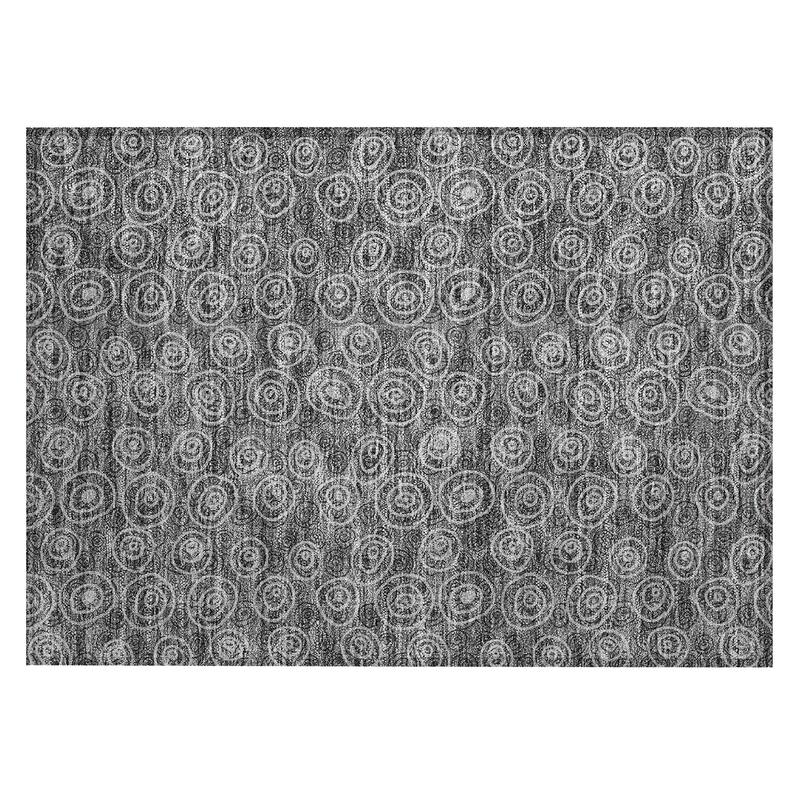 Machine Washable Indoor/ Outdoor Chantille Modern Bubbles Rug