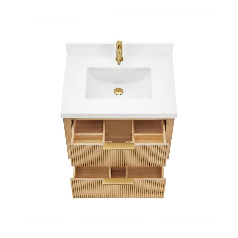 Barcelona Floating Bath Vanity with Quartz Stone Top without Mirror