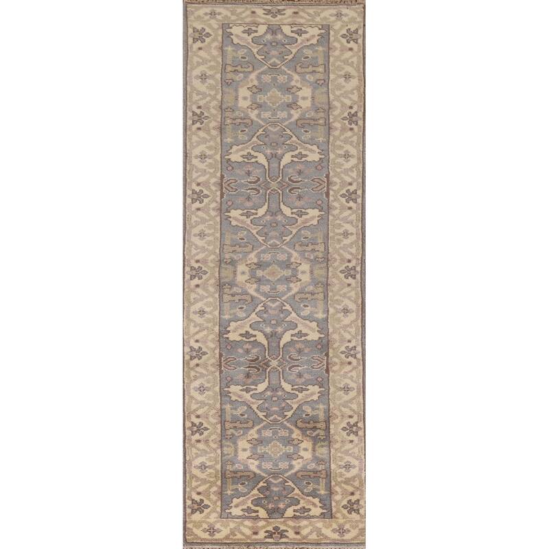 Grey Oushak Oriental Runner Rug Handmade Wool Carpet - 2'6"x 9'8"