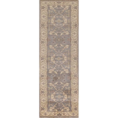 Grey Oushak Oriental Runner Rug Handmade Wool Carpet - 2'6"x 9'8"