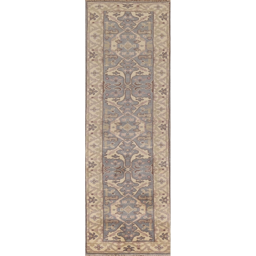 Grey Oushak Oriental Runner Rug Handmade Wool Carpet - 2'6"x 9'8"