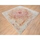preview thumbnail 3 of 9, Shahbanu Rugs Hand Knotted Ivory Persian Erased Medallion Design Wool and Pure Silk Oriental Square Rug (8'2" x 8'1")
