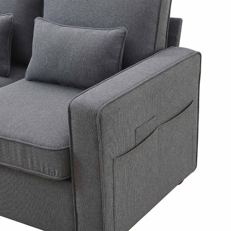 104" Linen Fabric Sectional Sofa Minimalist Style Couch for Living Room