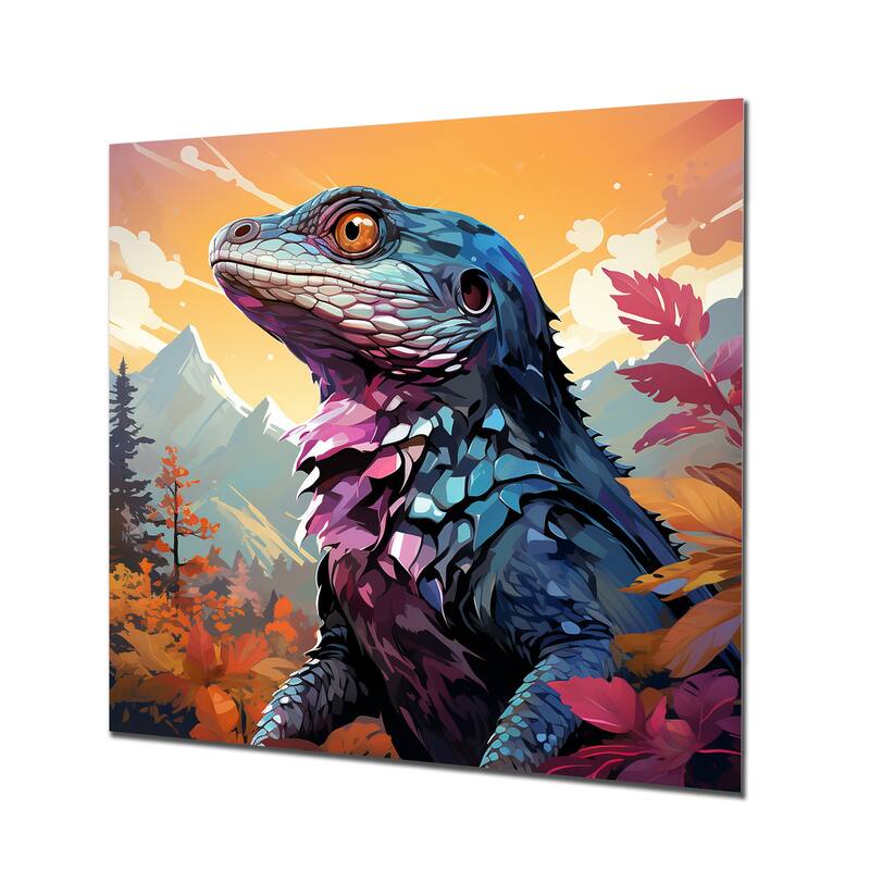 Designart "Salamander Reptile Portrait I" Reptile/Amphibianmetal Wall Art Orange Metal Wall Décor Modern Metal Art Work