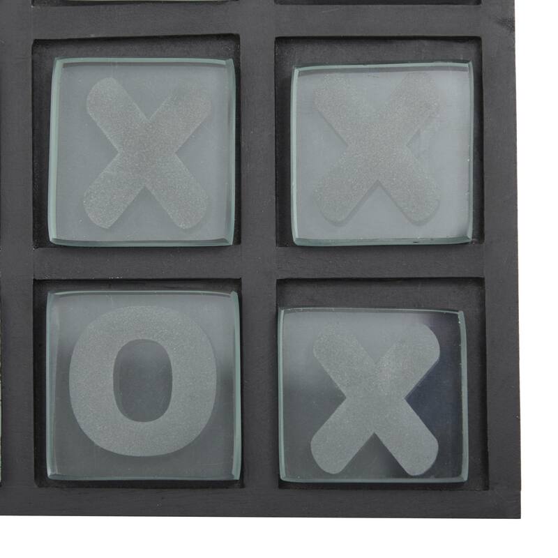 Wooden Tic Tac Toe Block Game Set with Steel or Light Wood Pieces - Black, Dark Brown, Gold - Roche River Decor