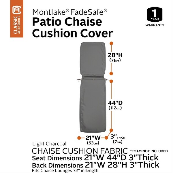 Classic accessories patio sales chaise lounge cushion foam