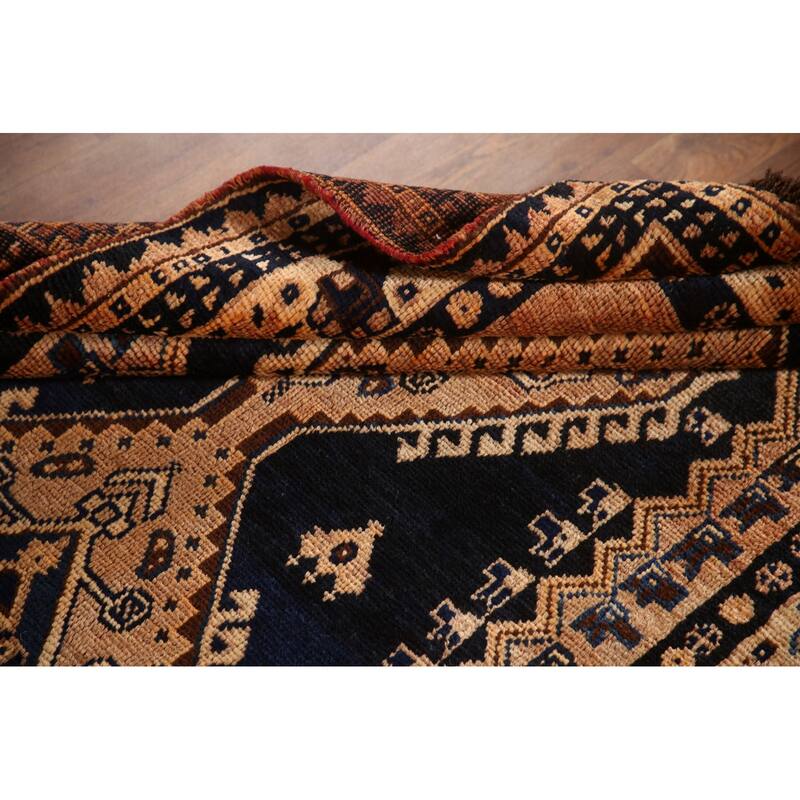 Handmade Oriental Vegetable Dye Qashqai Persian Vintage Area Rug - 4'0"x 8'4"