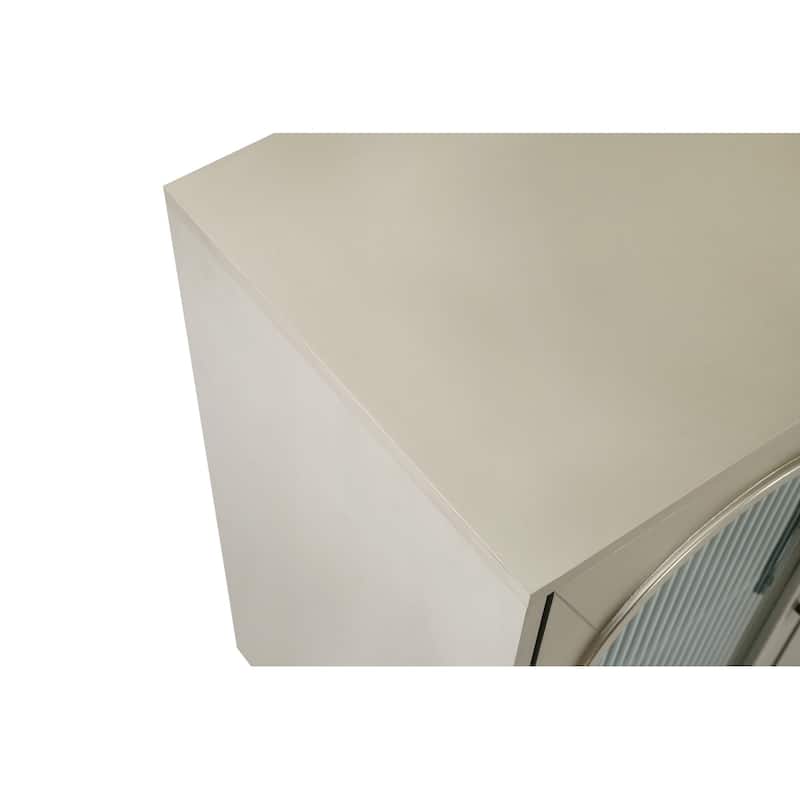 Wood TV Stand with Storage Cabinet & Adjustable Shelves