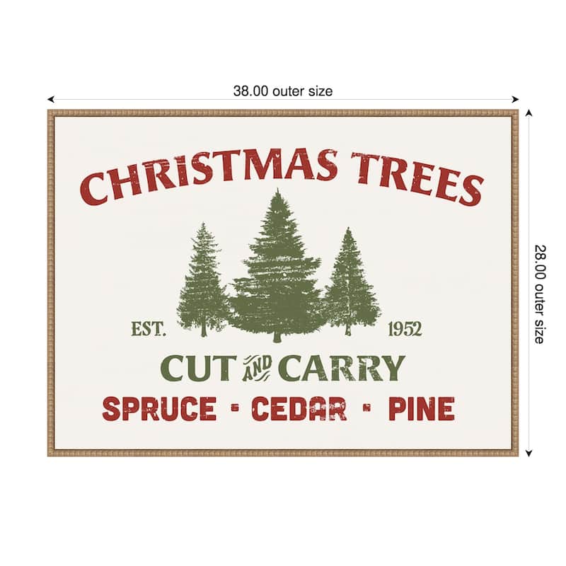 Christmas Farm Sign I by Victoria Barnes Framed Canvas Wall Art Print - 38 x 28 in - Natural