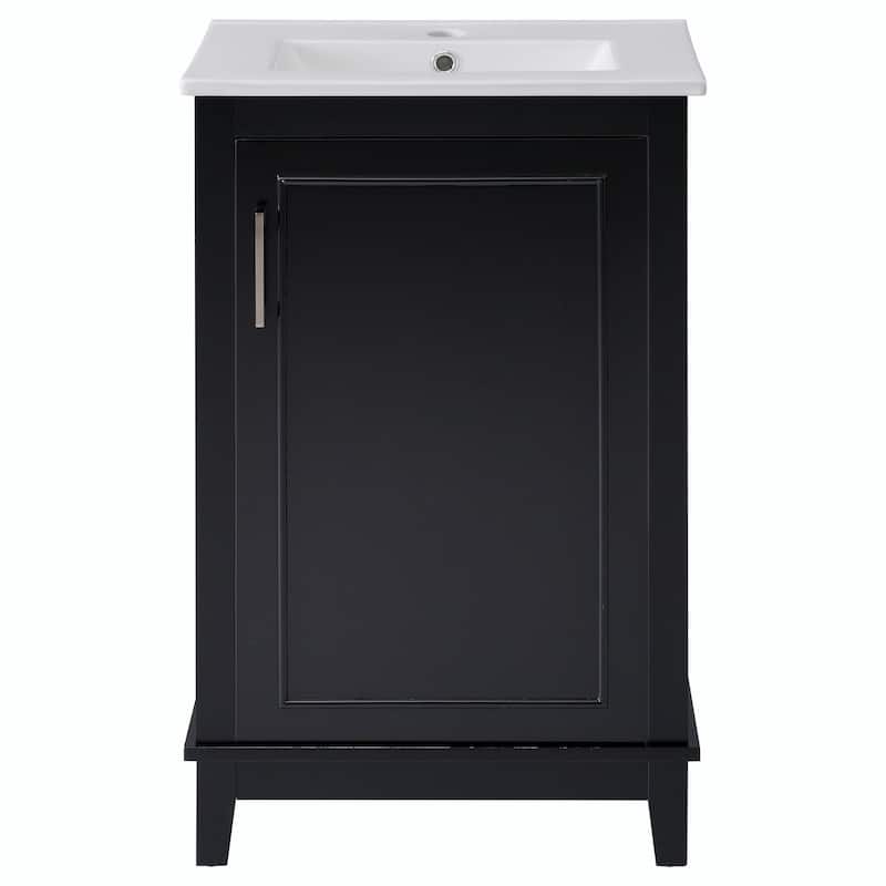 Modern 20-Inch Small Bathroom Vanity Cabinet with Ceramic Basin