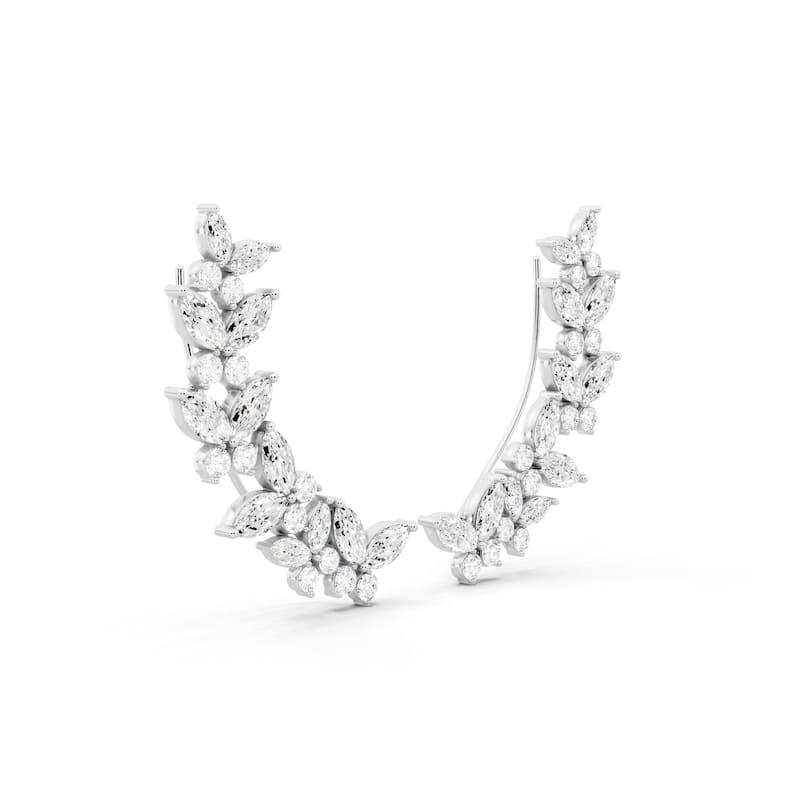 Auriya 14k Gold 3 3/4ctw Lab Grown Diamond Climber Earrings (E-F VS)