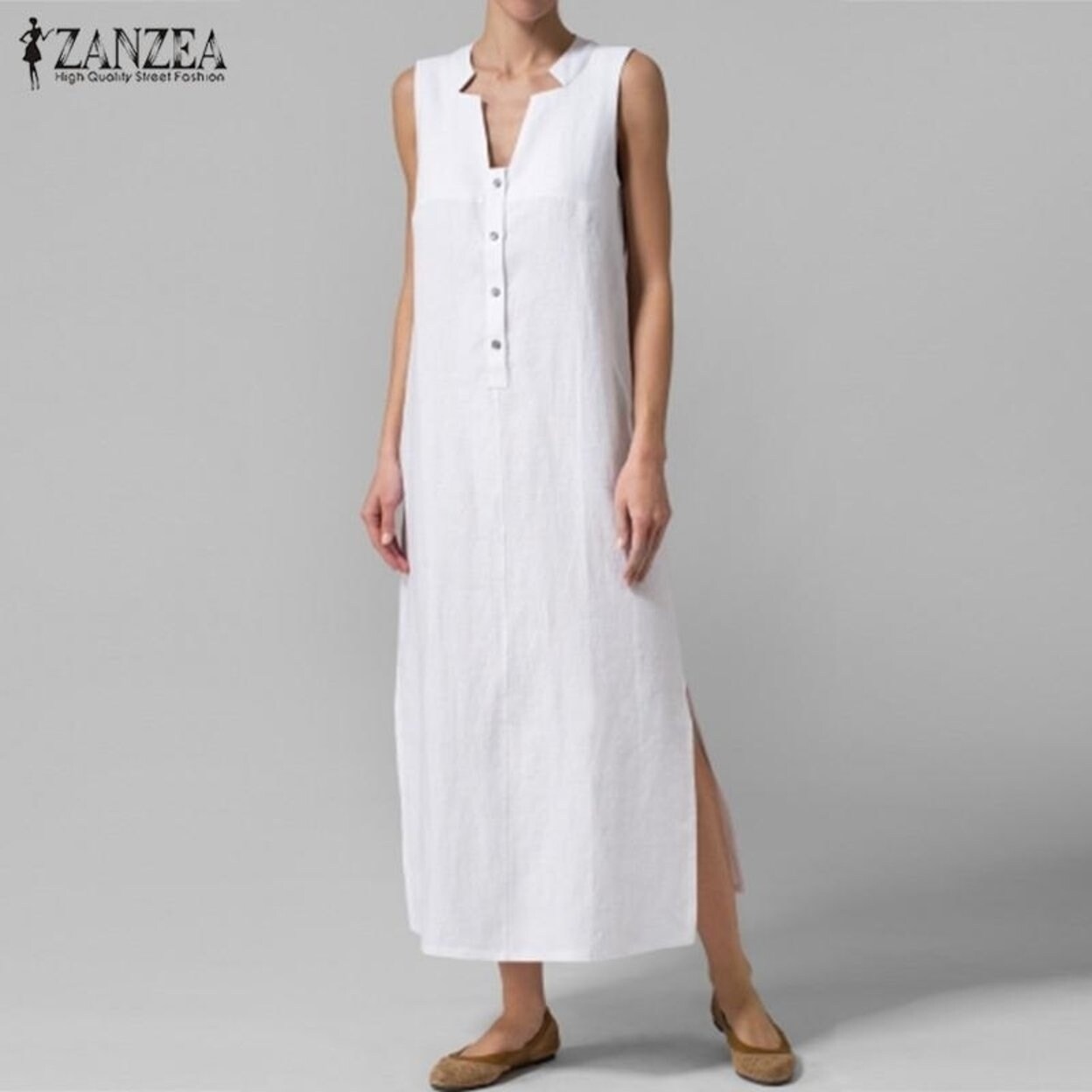 Shop Zanzea Women Dress 2017 Summer Hot V Neck Sleeveless Maxi