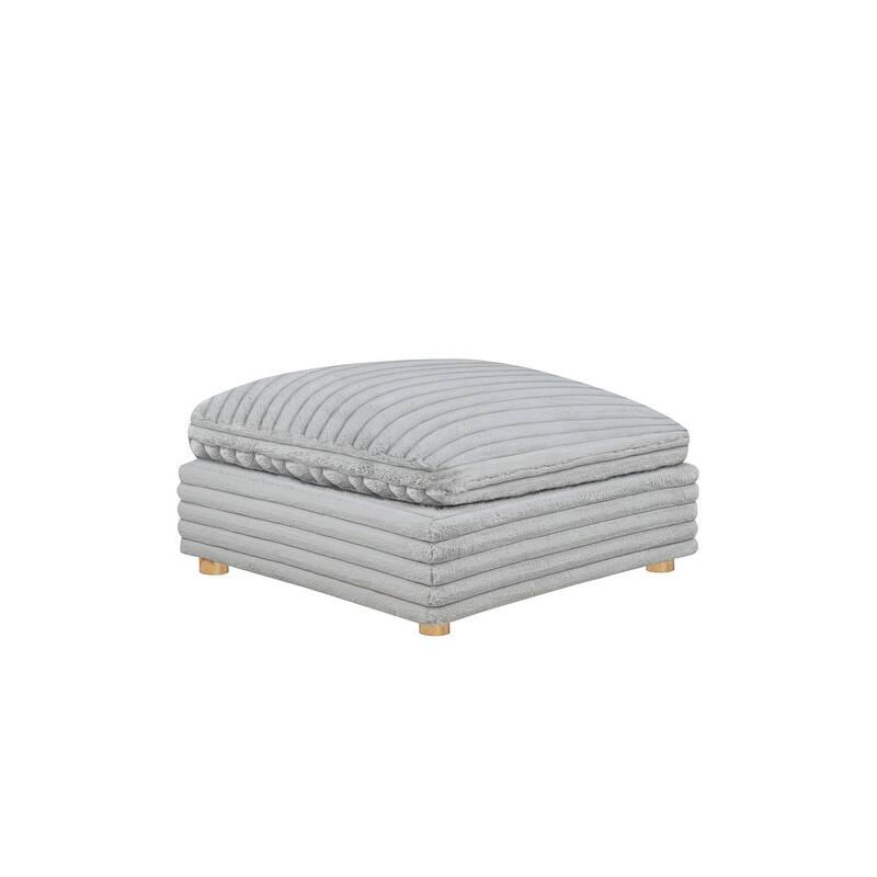 Best Quality Furniture 4-Piece Section Corduroy Modular - Light Gray Ottoman