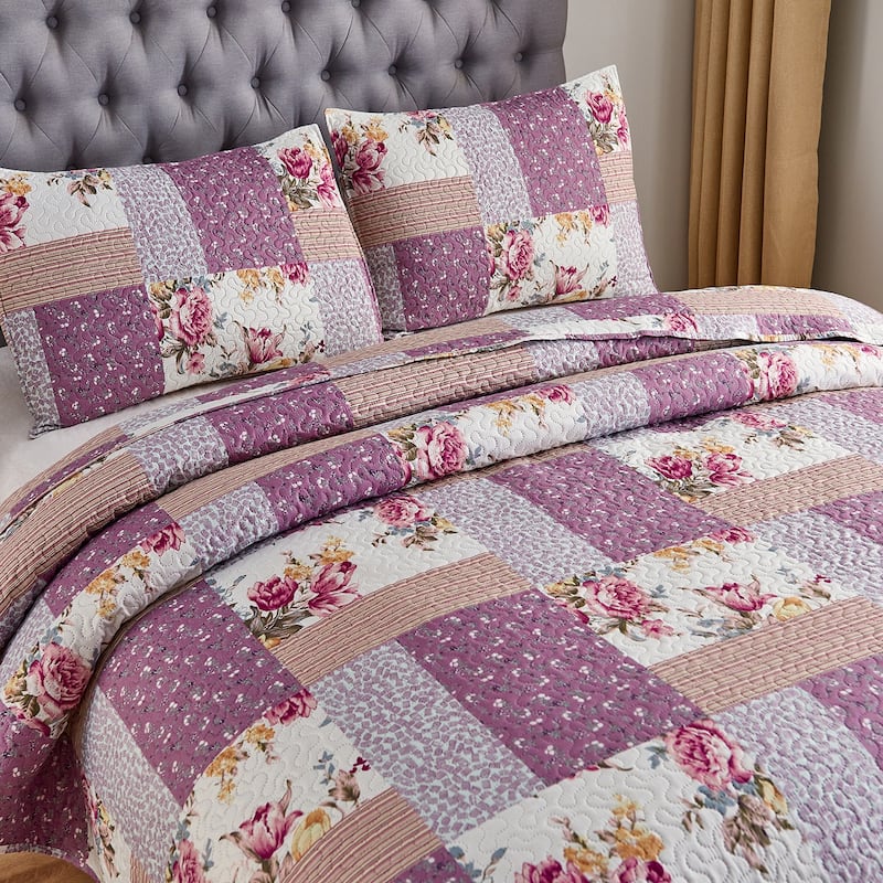 3-piece Printed Reversible Bedding Quilt Set
