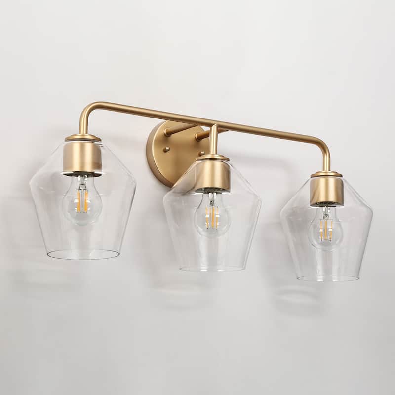 Modern Minimalist 3-Light Linear Dimmable Clear Glass Bathroom Vanity Light - W 24.5" x H 11" x D 7.5"