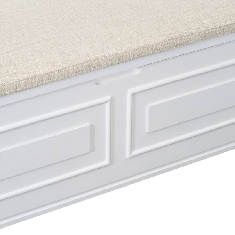 Shoe Storage Bench with Safety Hinge for Entryway, Rustic Style Multifunctional Storage Bench with 2 Cabinets for Living Room