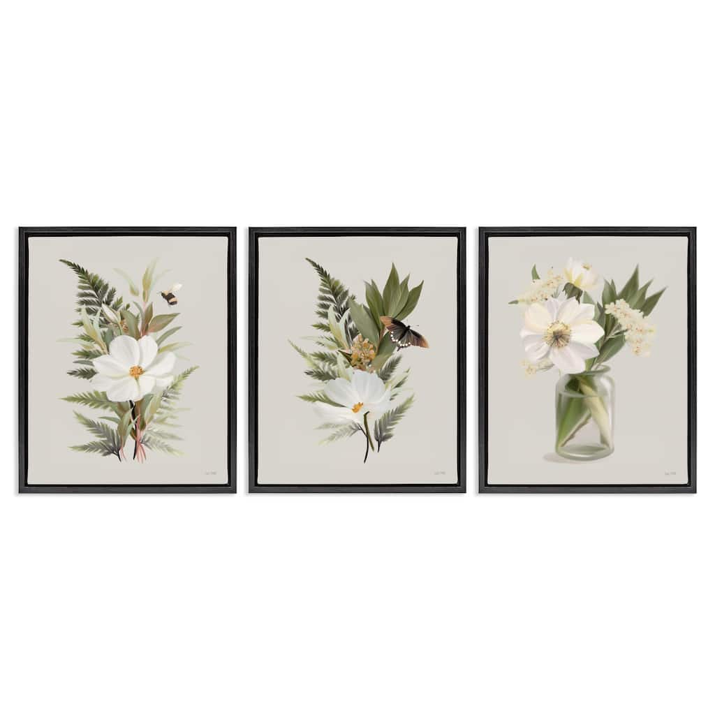 Stupell Country Magnolia Bundles Framed Floater Canvas Wall Art Design By House Fenway (Set of 3)