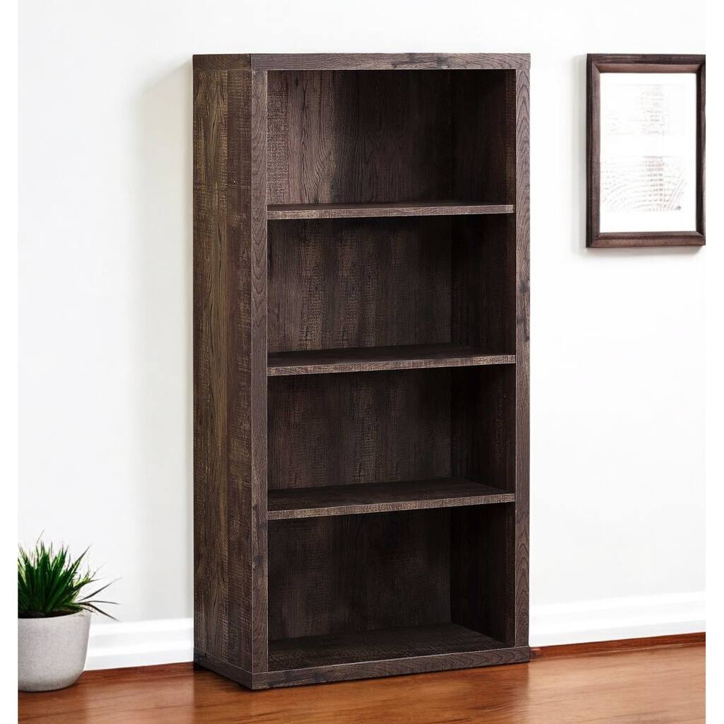 48" Brown Four Tier Standard Bookcase - 11.75