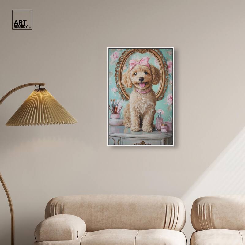 Puppy at the Vanity Canvas by Art Remedy