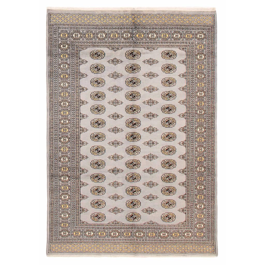 Finest Peshawar Bokhara Grey Rug 5'6" x 7'11" - 5'6 x 7'11