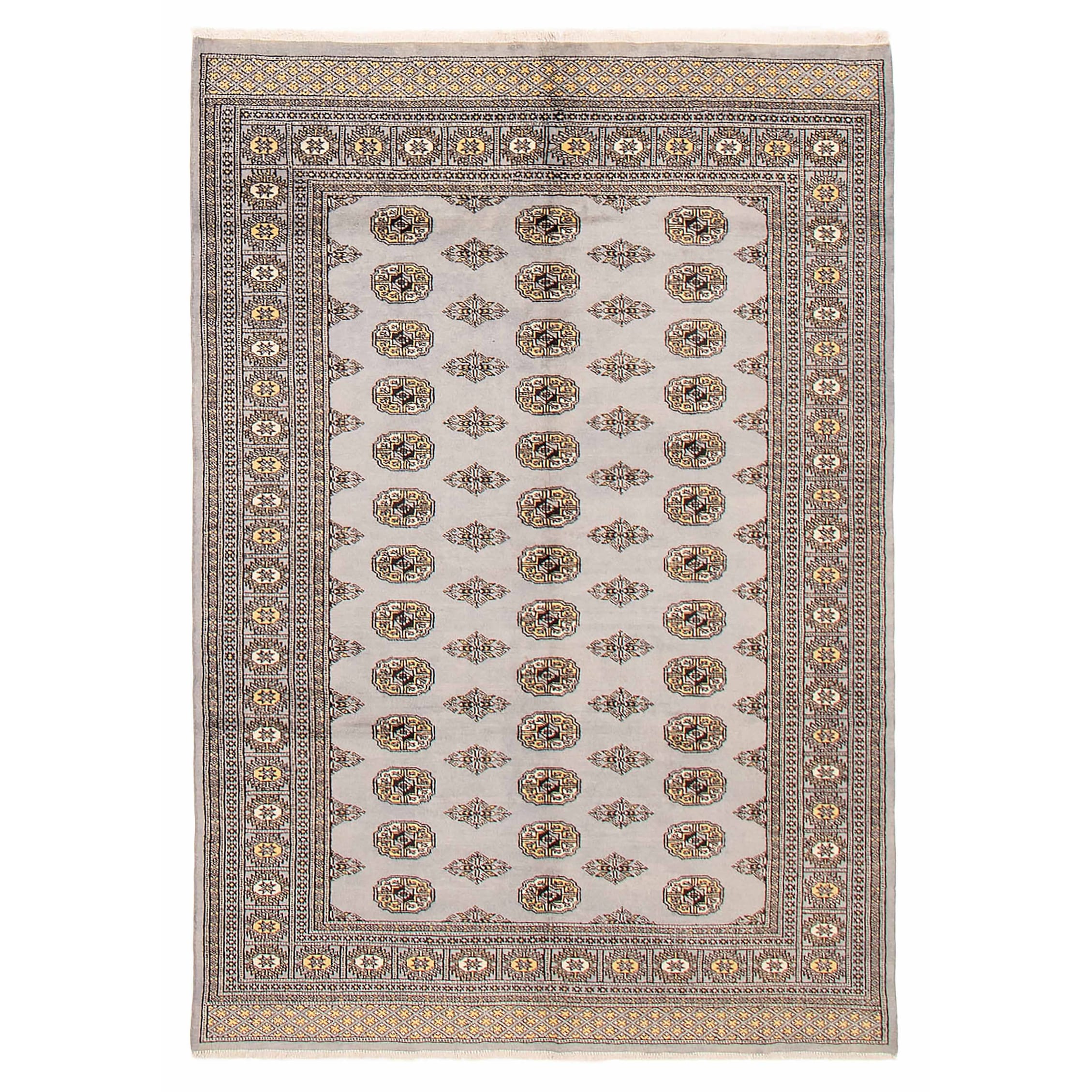 Finest Peshawar Bokhara Grey Rug 5'6" x 7'11" - 5'6 x 7'11