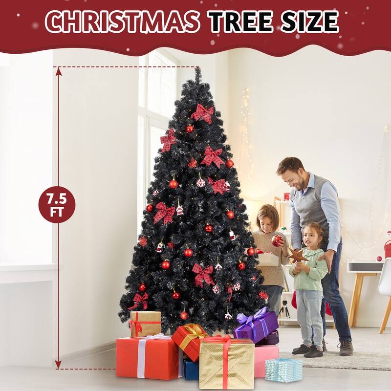 7.5 FT Artificial Christmas Tree with 350 Warm White LED Lights for Holiday Party Office Home