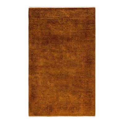 Overton Hand Knotted Wool Vintage Inspired Modern Contemporary Overdyed Gold Area Rug - 3' 1" x 5' 1"
