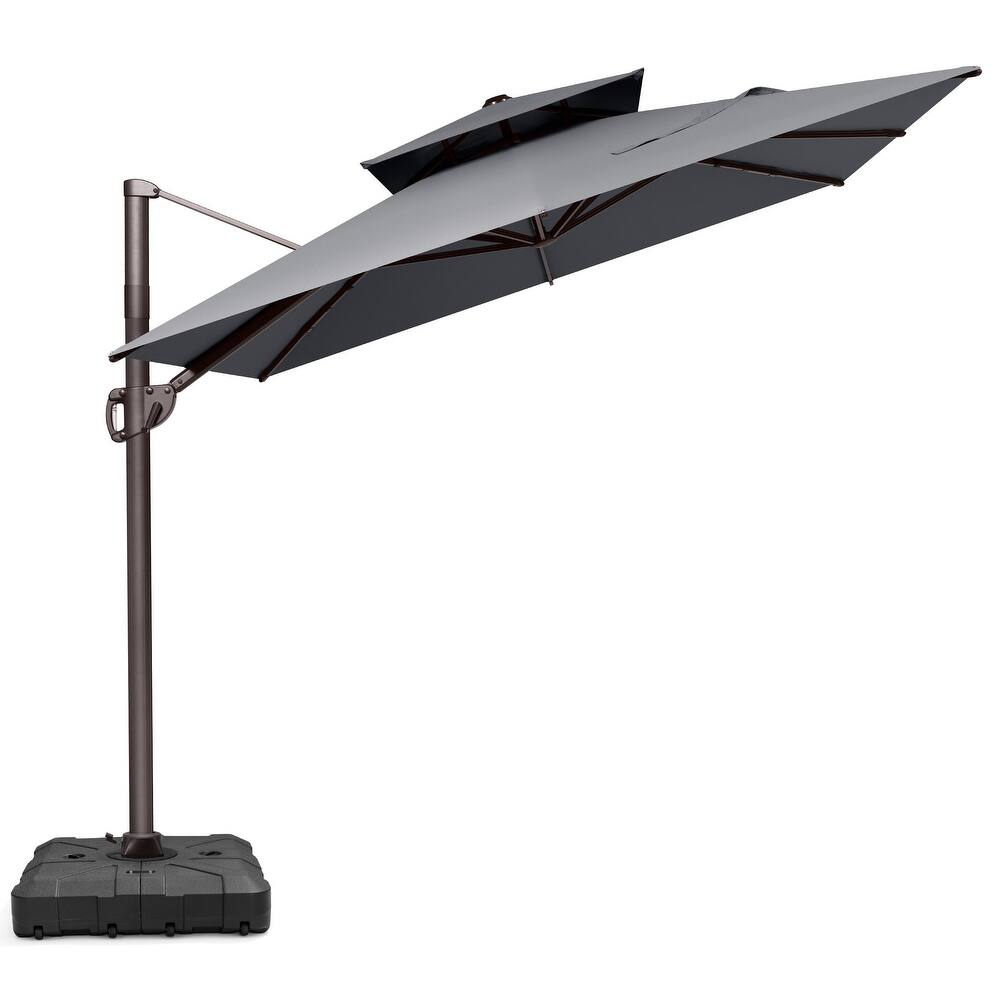 VredHom 9x11 FT Outdoor Patio Aluminum Double Top Cantilever Umbrella with Wheel Base
