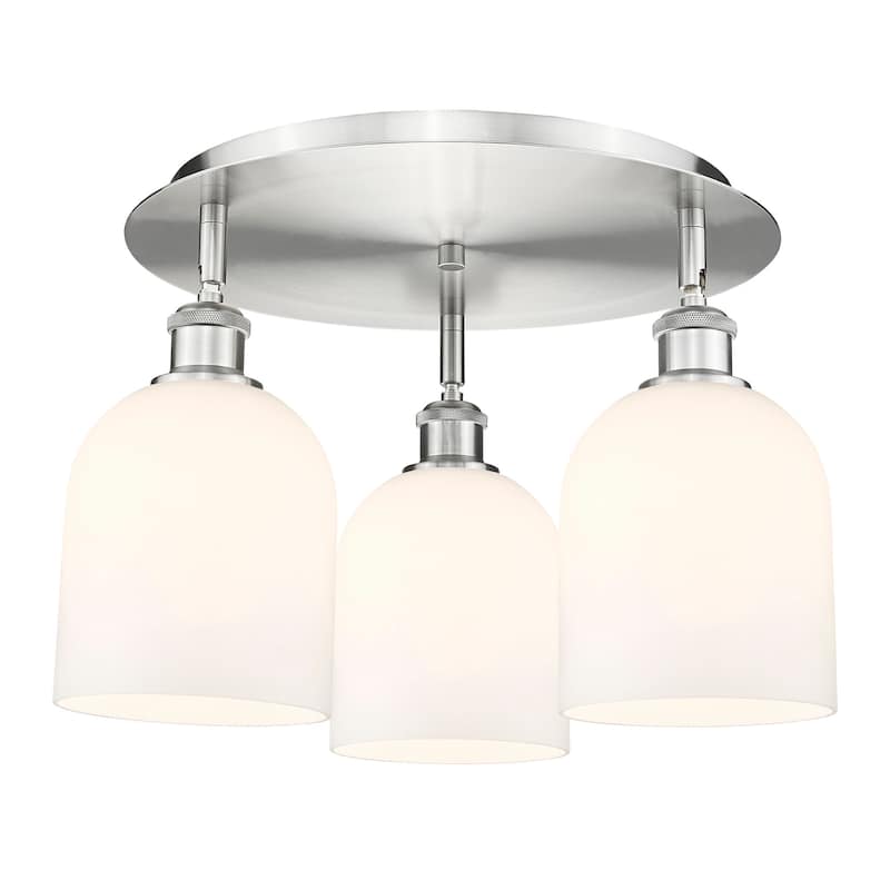 Innovations Lighting 516-3C-11-18 Bella Flush Bella 3 Light 18" Wide - Satin Nickel / Gloss White