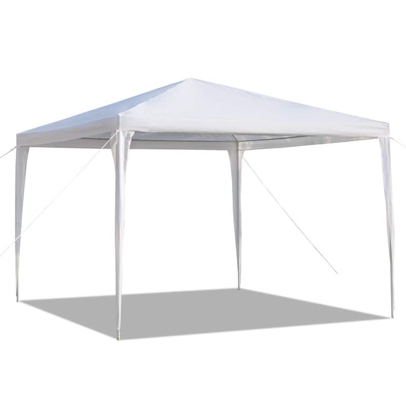 10-foot Square White Outdoor Party Canopy Patio Gazebo - 0sides