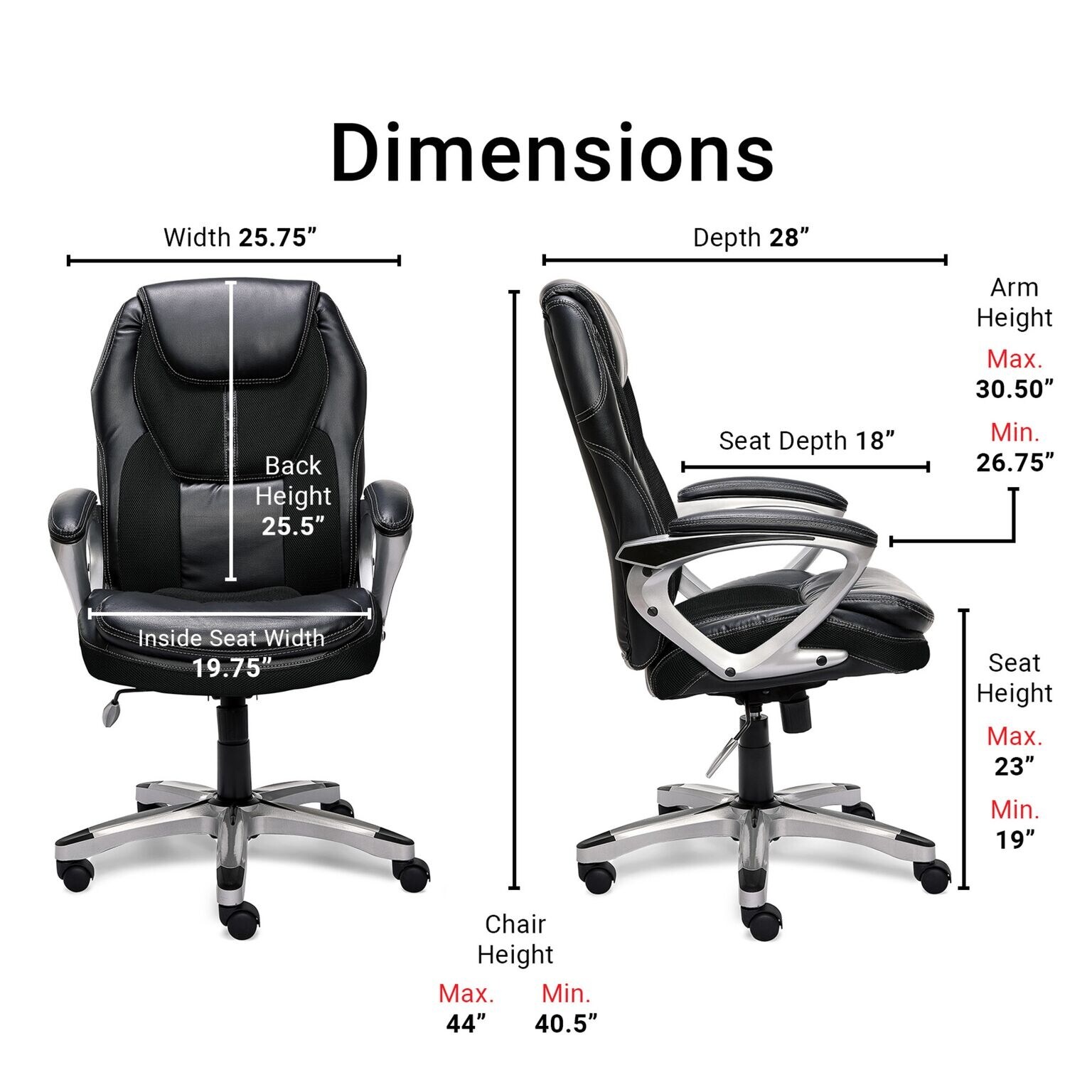 Serta Black Puresoft Faux Leather And Mesh Executive Office Chair Overstock 9043694