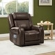 preview thumbnail 21 of 51, Leo Dual Motor Genuine Leather Power Recliner With Power Headrest Brown