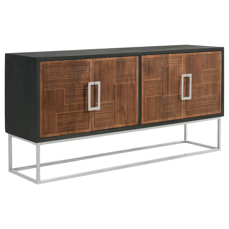 Borman 4-Door Wood Accent Cabinet Walnut and Black - Walnut