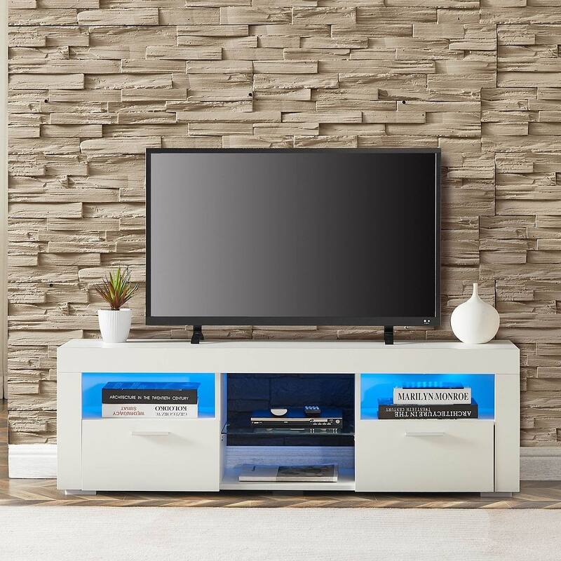 51" Classic Style Modern TV Stand with LED Lights