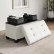 preview thumbnail 13 of 192, Empyrean Tuffted Folding Foot Rest Storage Ottoman Bench with Storage Bins 30 Inch - White Leather