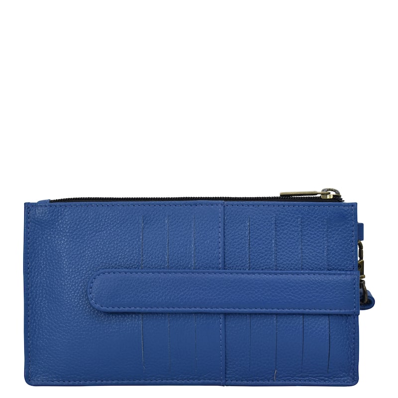 Handpainted Leather Ladies Organizer Wristlet - Tie Dye Ocean