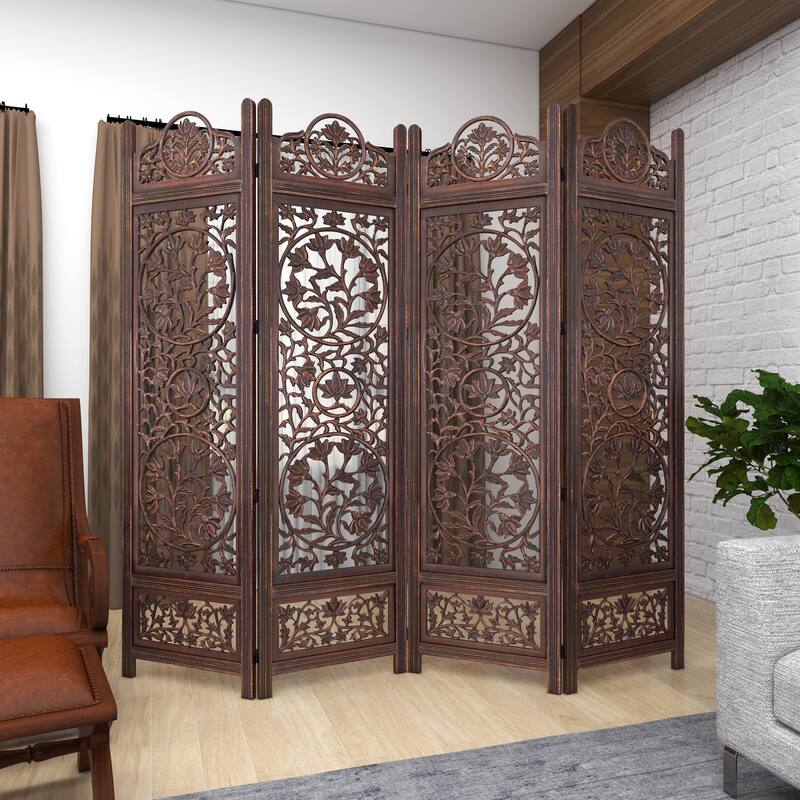Brown MDF Traditional Room Divider Screen 72 x 80 x 1